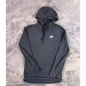 Y2K Nike Club Pullover Hoodie Long Sleeve Gray Logo Casual Men's Size S